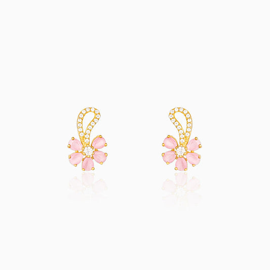 Golden Pink Floral Damsel Earrings