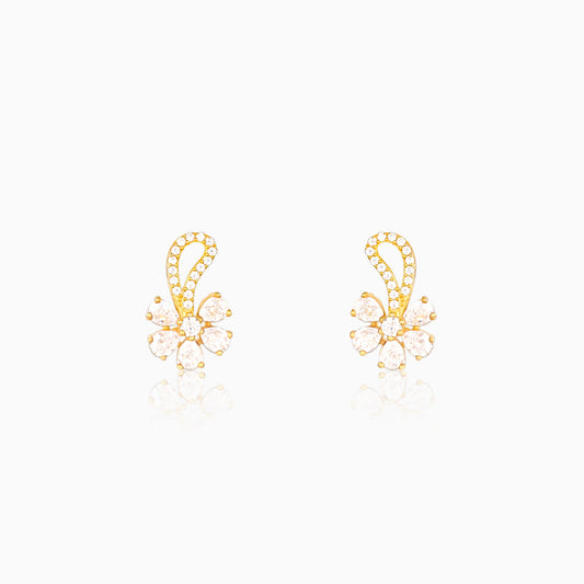 Golden White Floral Damsel Earrings