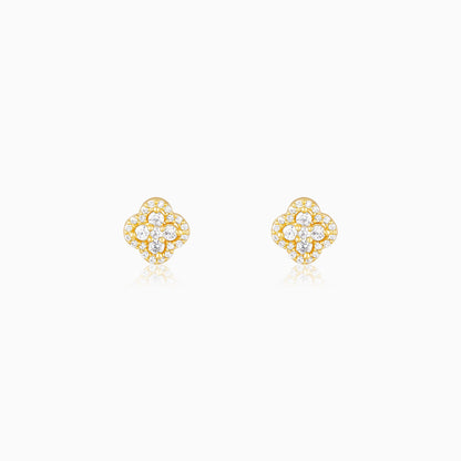Golden Pansy Flower Earrings