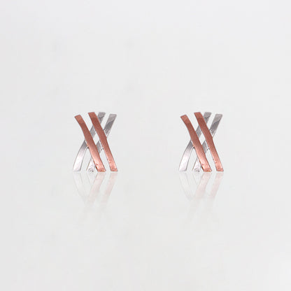 Silver Rose Gold Linear Earrings