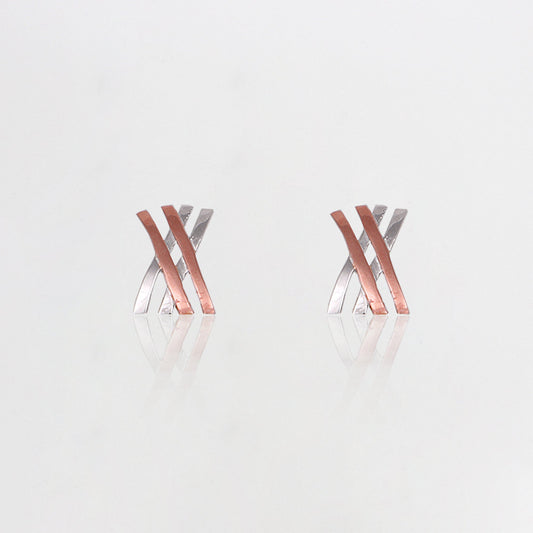 Silver Rose Gold Linear Earrings