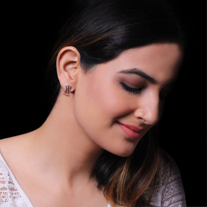 Silver Rose Gold Linear Earrings