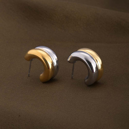 Golden Silver Chunky Hoop Earrings