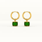 Bar Charm Bracelet & Emerald Hoop Earrings Combo Set