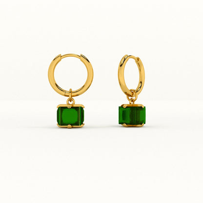 Emerald Hoop Earrings