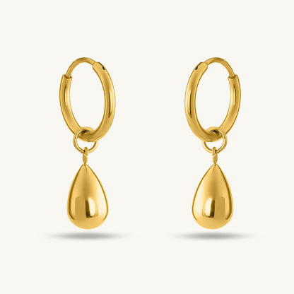 Thin Drop Necklace & Waterdrop Hoop Earrings Combo Set