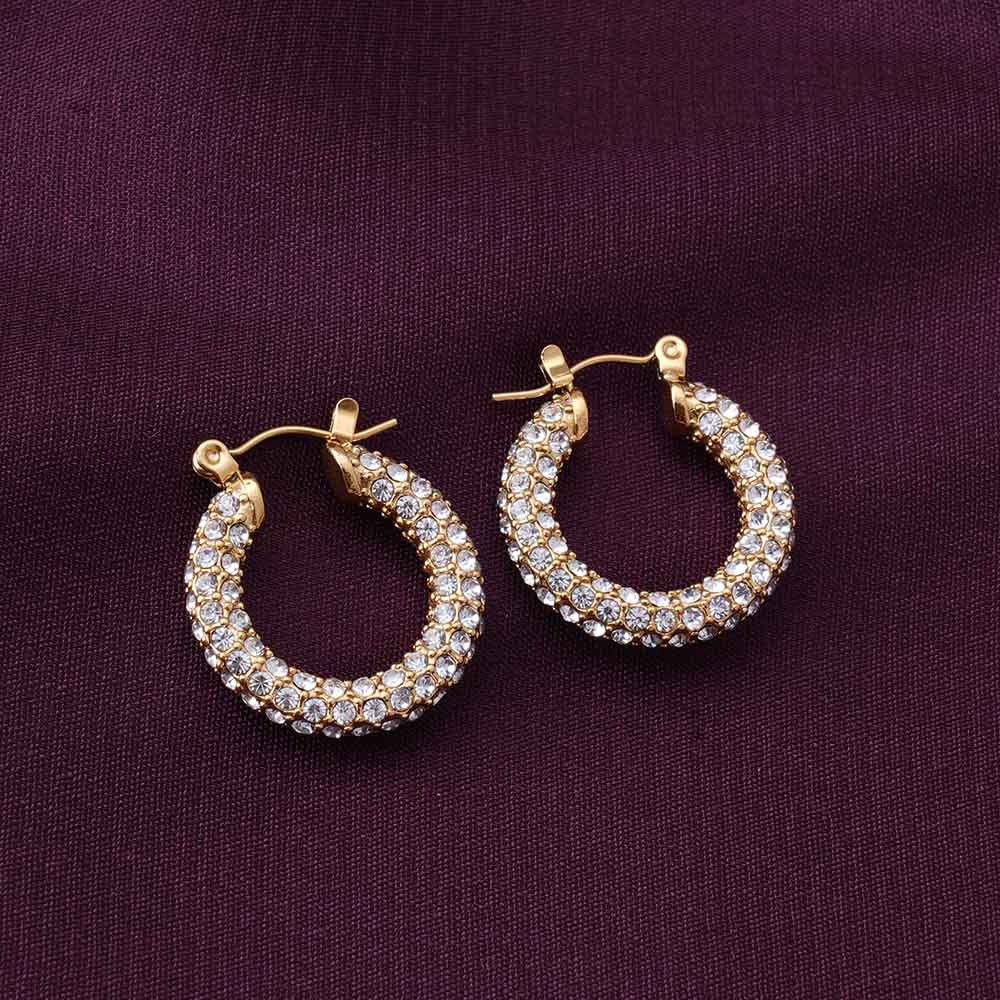 Diamond Studded Hoop Earrings