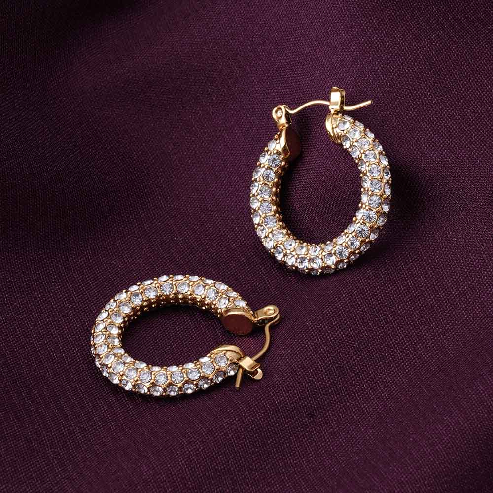 Diamond Studded Hoop Earrings