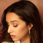 Diamond Studded Hoop Earrings & Sparkling Line Bangle Bracelet Combo Set