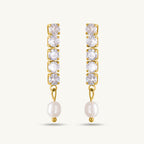 Diamond Affair Bracelet & Pearl Drop Diamond Earrings Combo Set