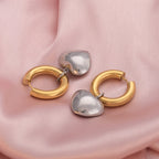 Bi-Metal Chunky Heart Hoop Earrings
