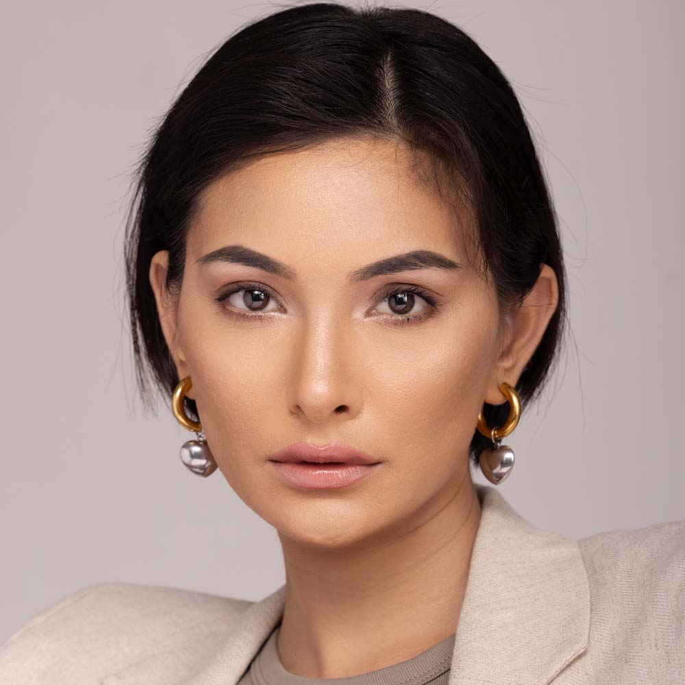 Bi-Metal Chunky Heart Hoop Earrings