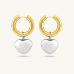 Bi-Metal Chunky Heart Hoop Earrings