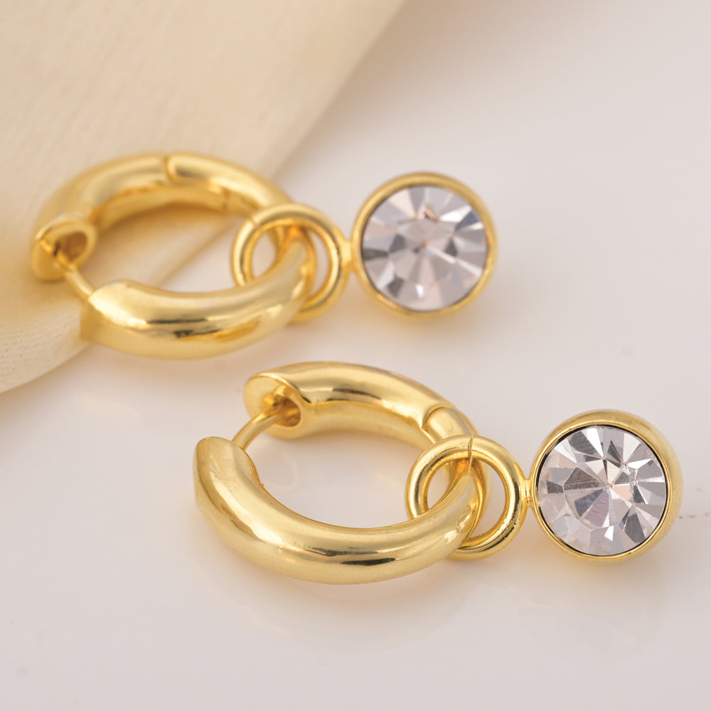 Chunky Solitaire Hoop Earrings
