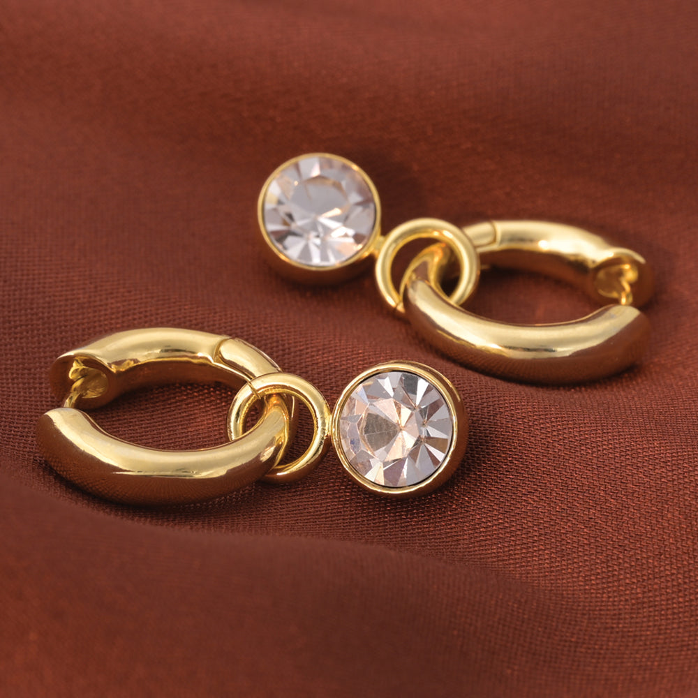 Chunky Solitaire Hoop Earrings