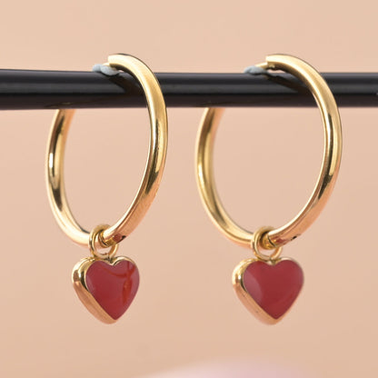 Red Heart Dangle Earrings