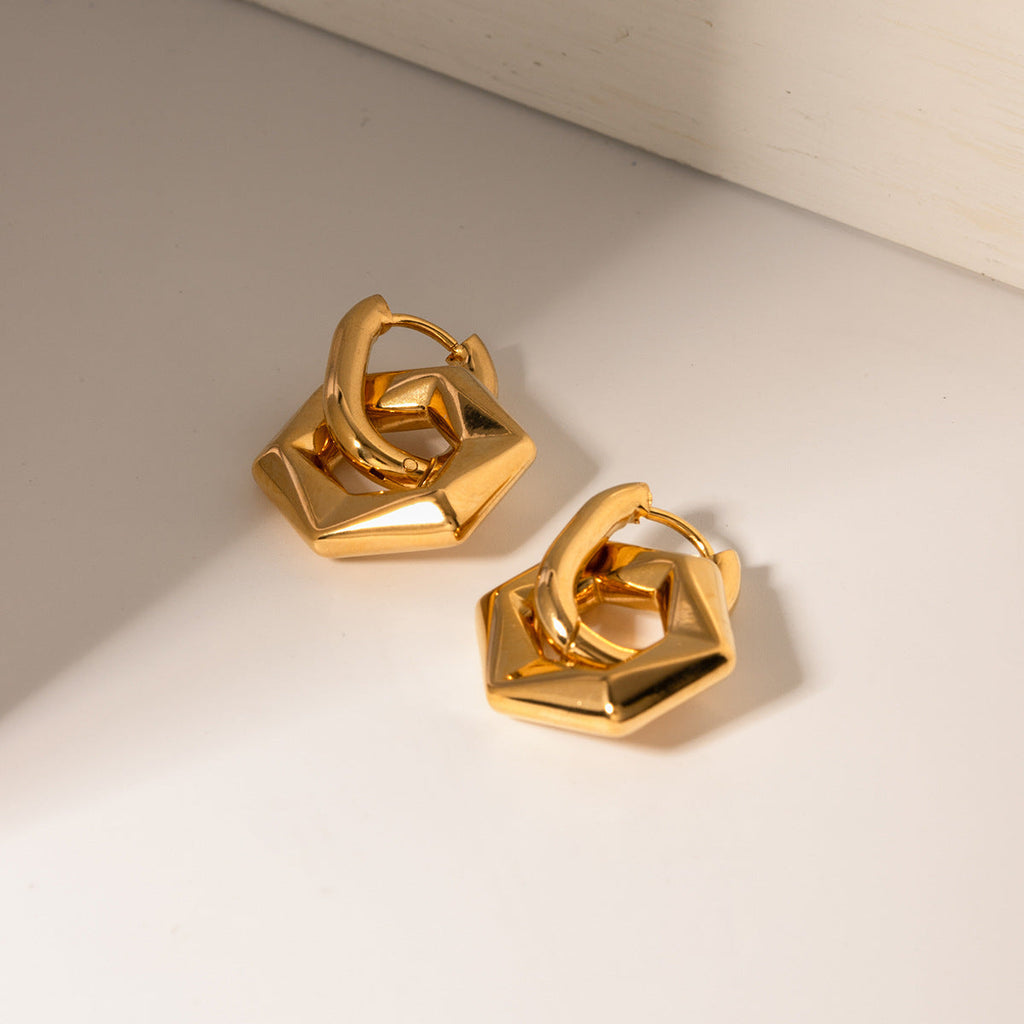 Golden Hexagon Earrings