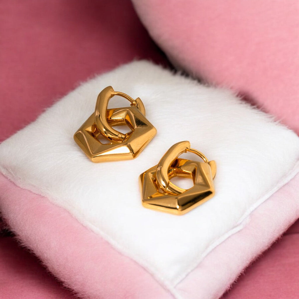 Golden Hexagon Earrings