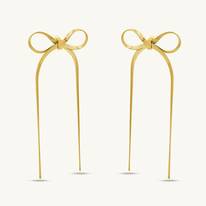 Golden Bows Drop Earrings