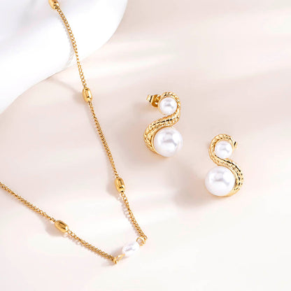Enchantress Pearl Stud Earrings & Single Pearl Necklace Combo Set