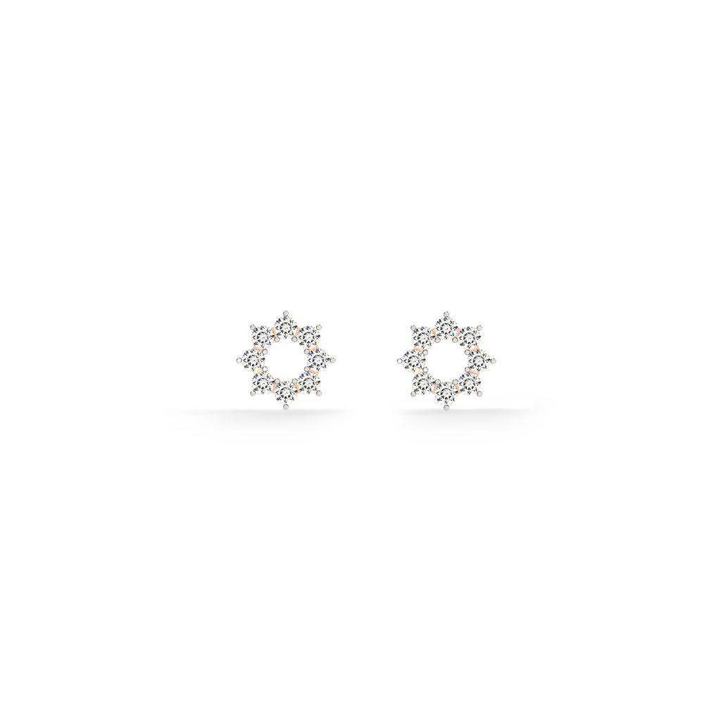 Elegant Floral 9KT Gold Lab Grown Diamond Stud Earring