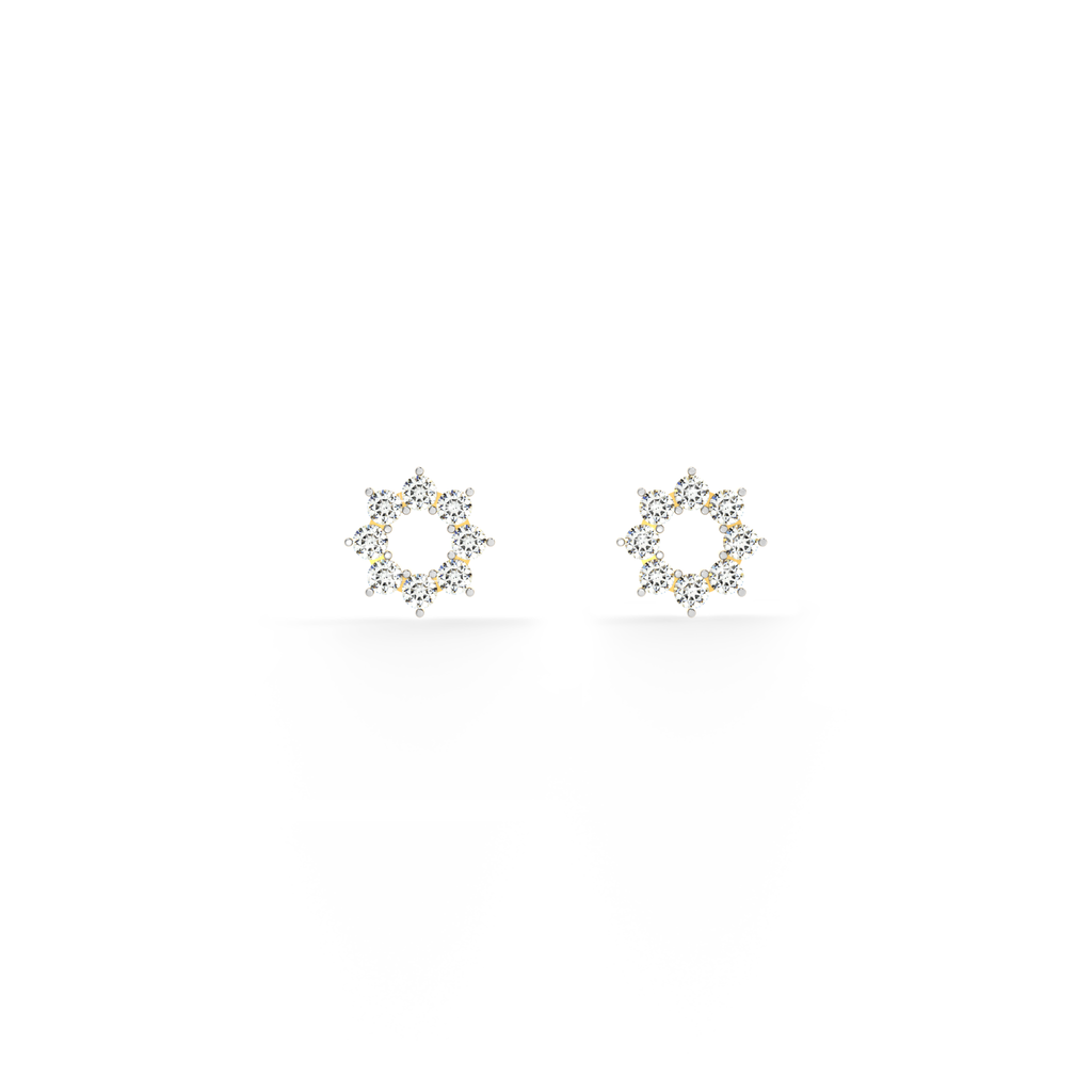 Elegant Floral 9KT Gold Lab Grown Diamond Stud Earring