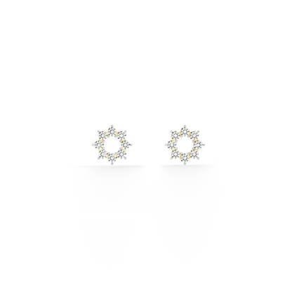 Elegant Floral 9KT Gold Lab Grown Diamond Stud Earring