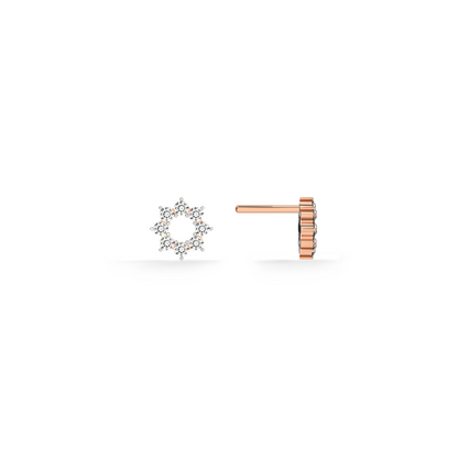 Elegant Floral 9KT Gold Lab Grown Diamond Stud Earring