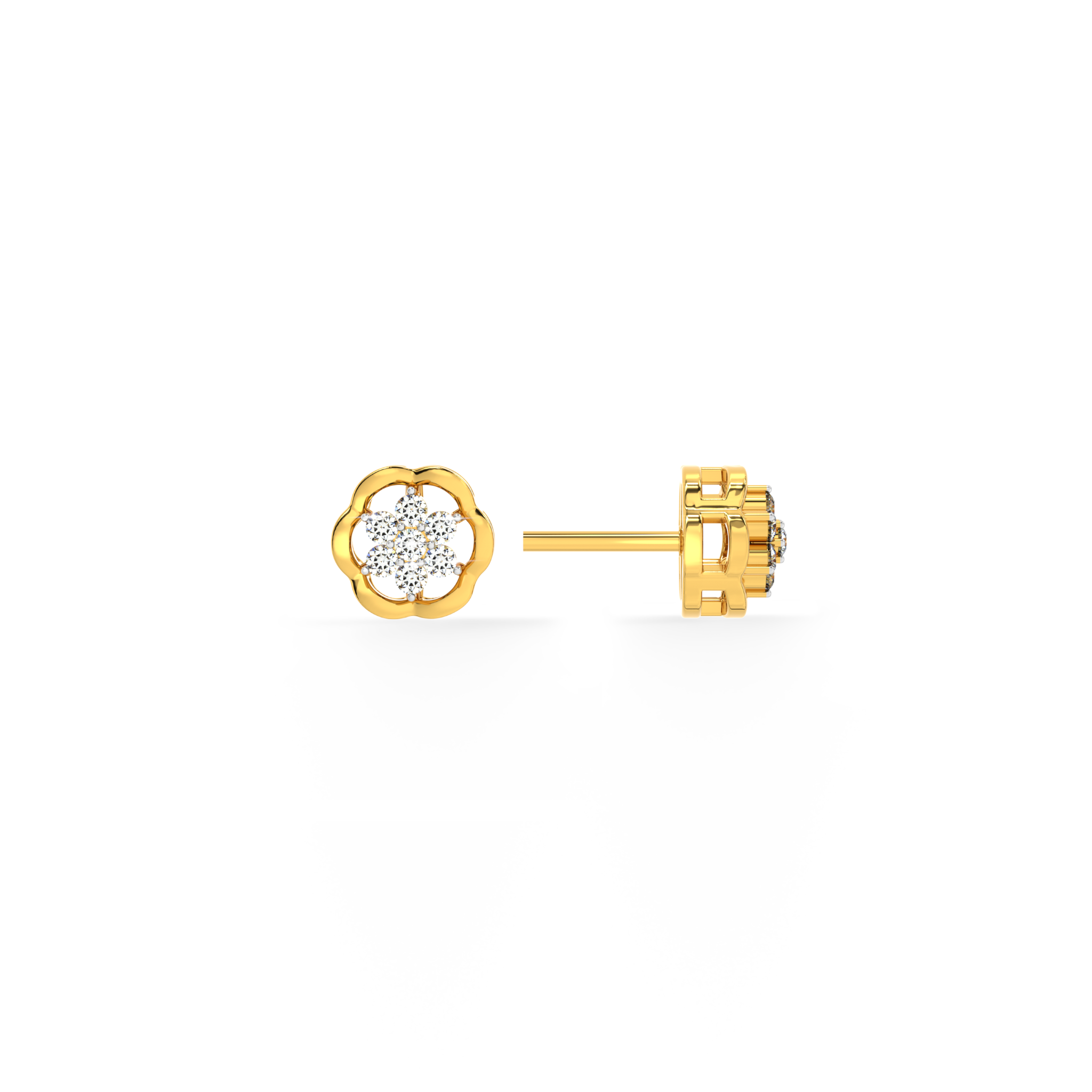 Blooms 9KT Gold Lab Grown Diamond Stud Earring