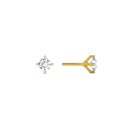 Vintage Blossom 9KT Gold Lab Grown Diamond Stud Earring