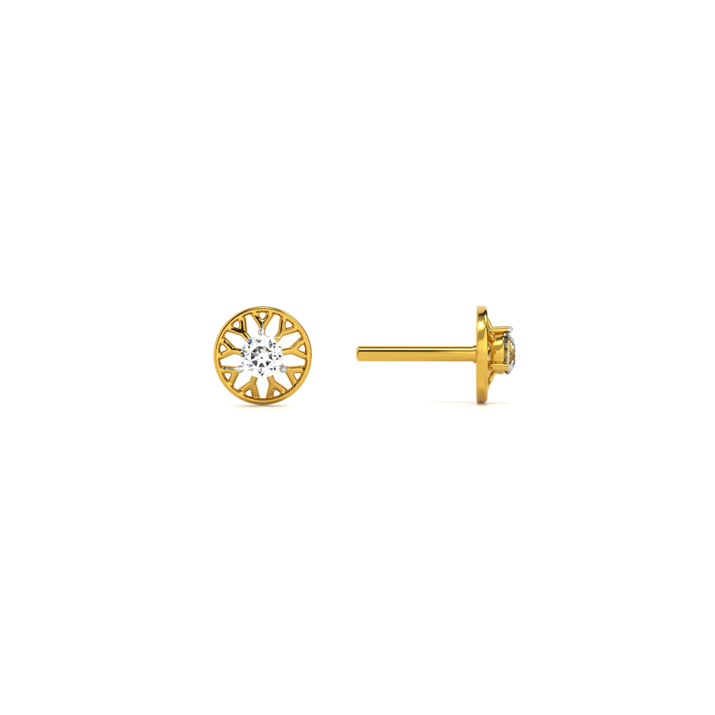 Crown-Set 9KT Gold Lab Grown Diamond Stud Earring