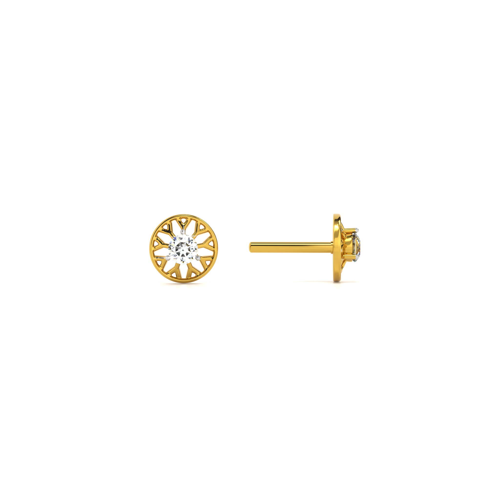 Crown-Set 9KT Gold Lab Grown Diamond Stud Earring