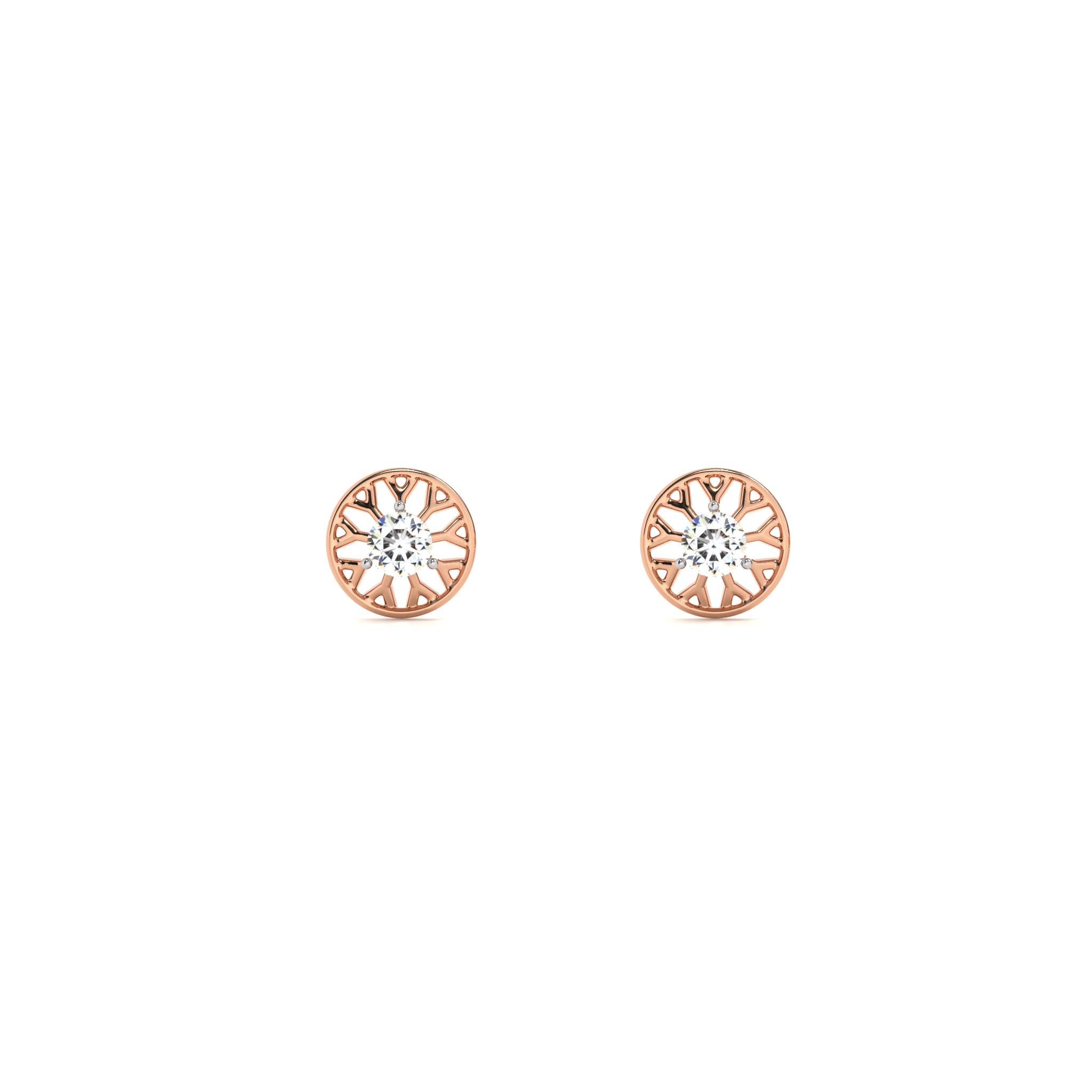 Crown-Set 9KT Gold Lab Grown Diamond Stud Earring