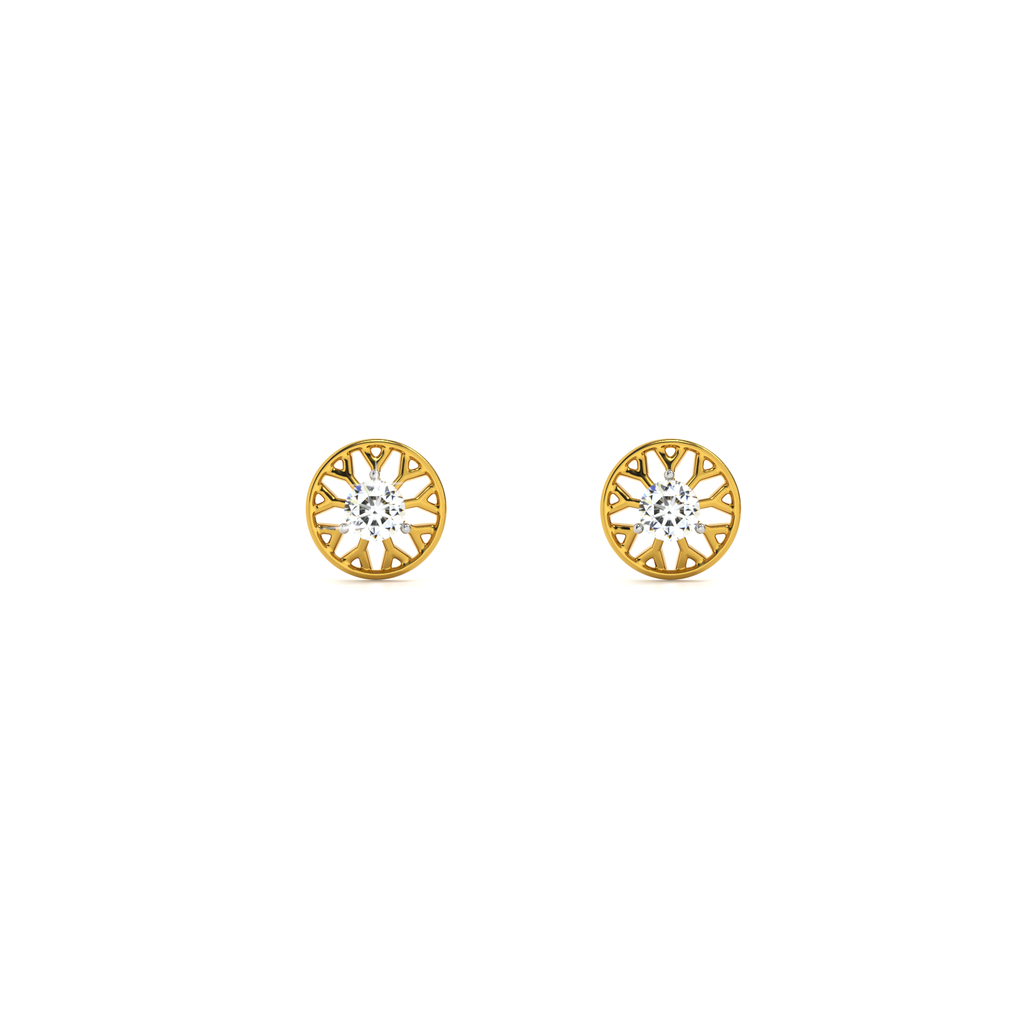 Crown-Set 9KT Gold Lab Grown Diamond Stud Earring