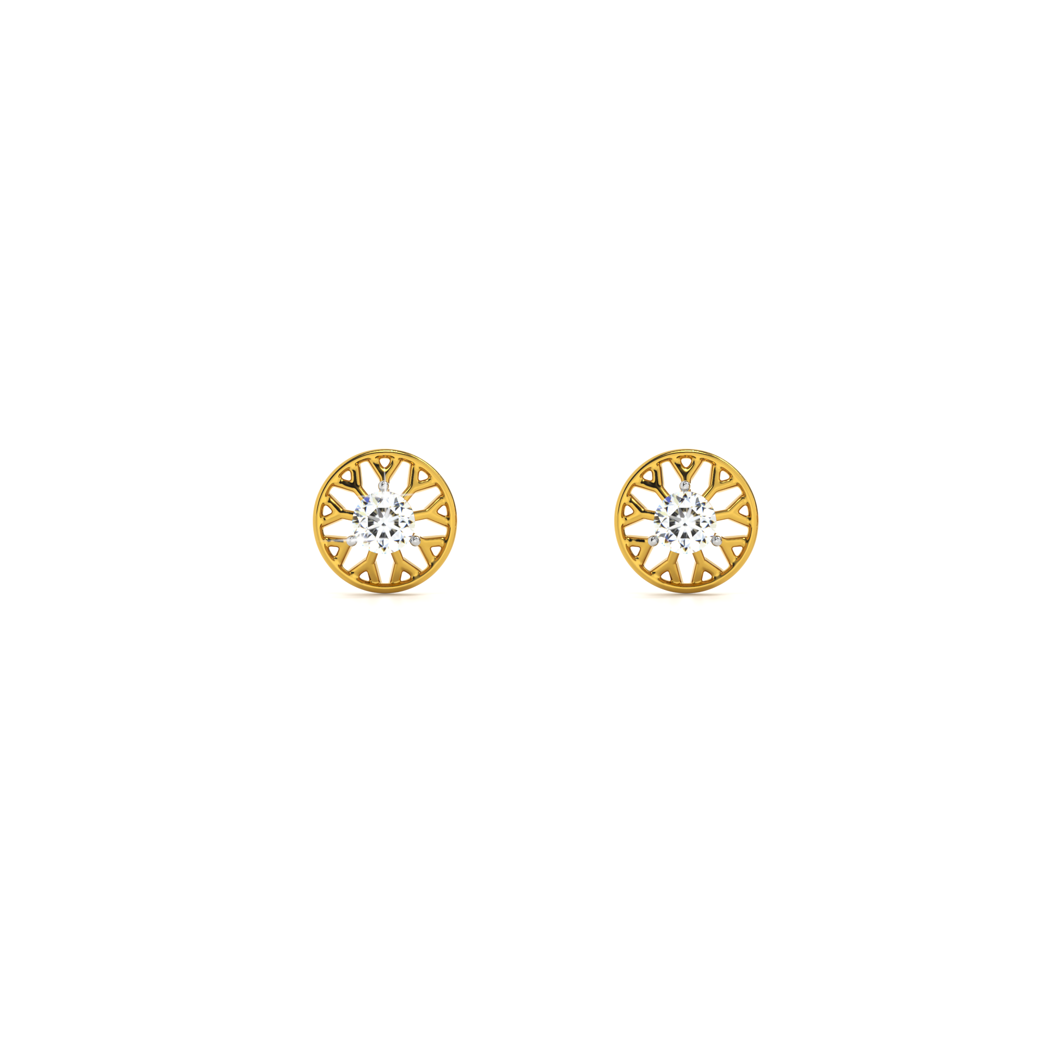 Crown-Set 9KT Gold Lab Grown Diamond Stud Earring