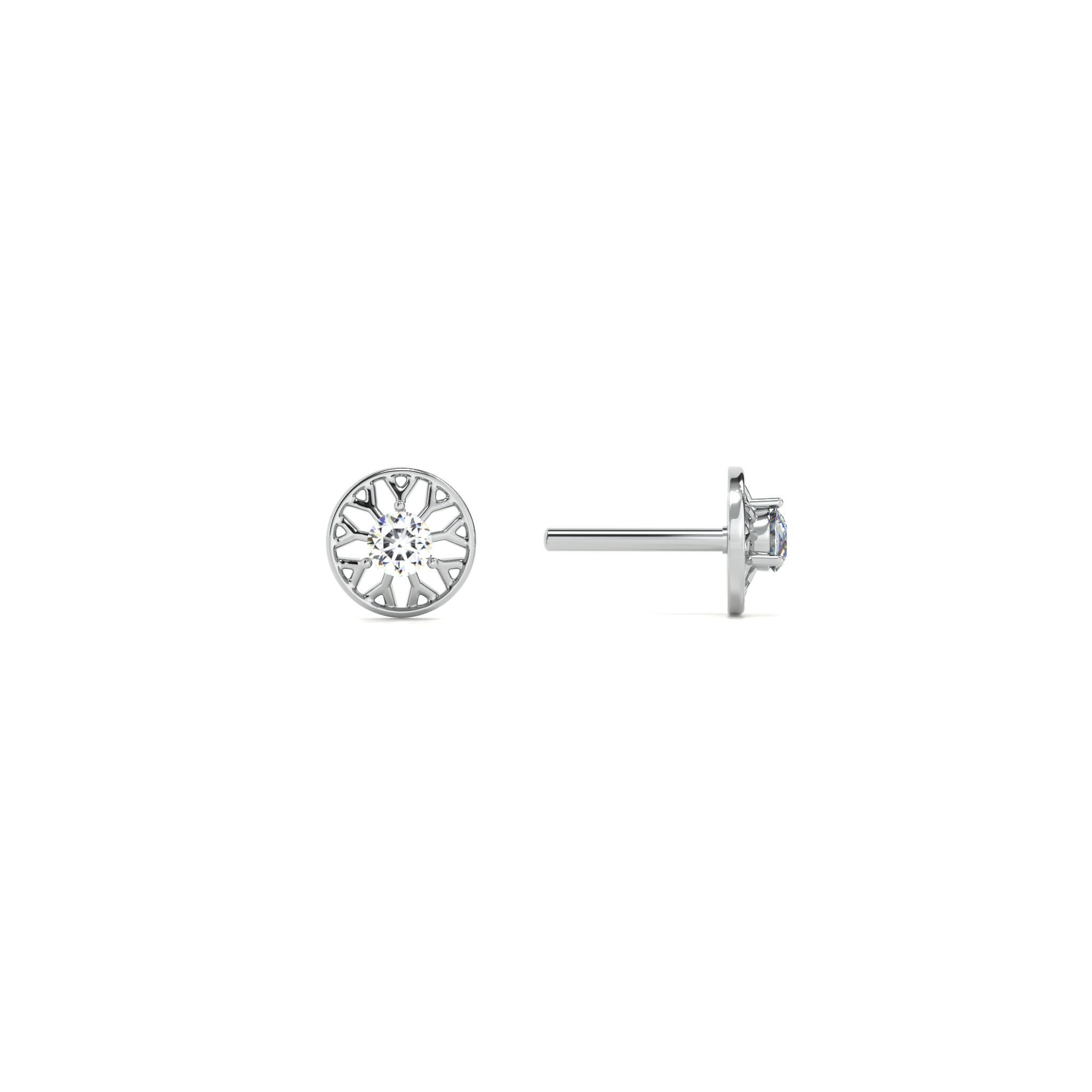 Crown-Set 9KT Gold Lab Grown Diamond Stud Earring
