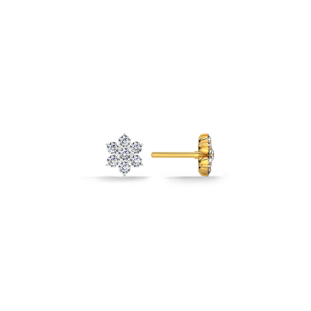 Blossom Base 9KT Gold Lab Grown Diamond Stud Earring