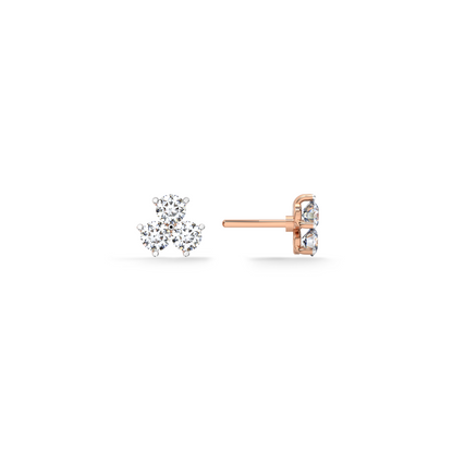 Triplit 9KT Gold Lab Grown Diamond Stud Earring