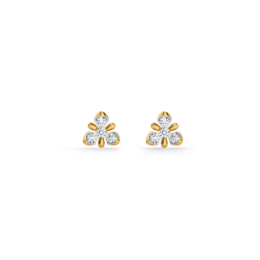 Trinity Bloom 9KT Gold Lab Grown Diamond Stud Earring