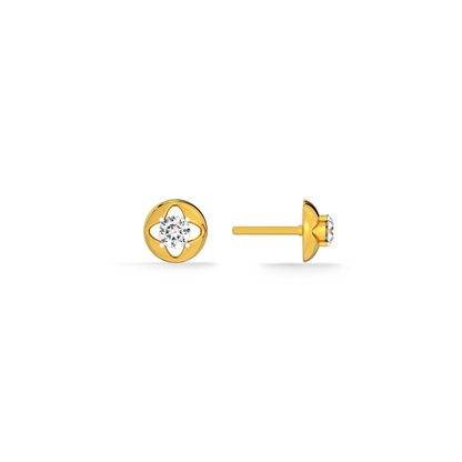 Floral Whisper 9KT Gold Lab Grown Diamond Stud Earring