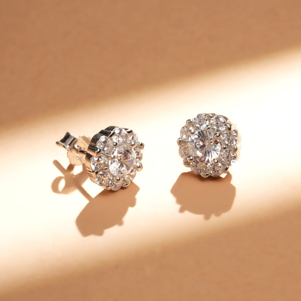 Dazzling Halo Stud Earrings