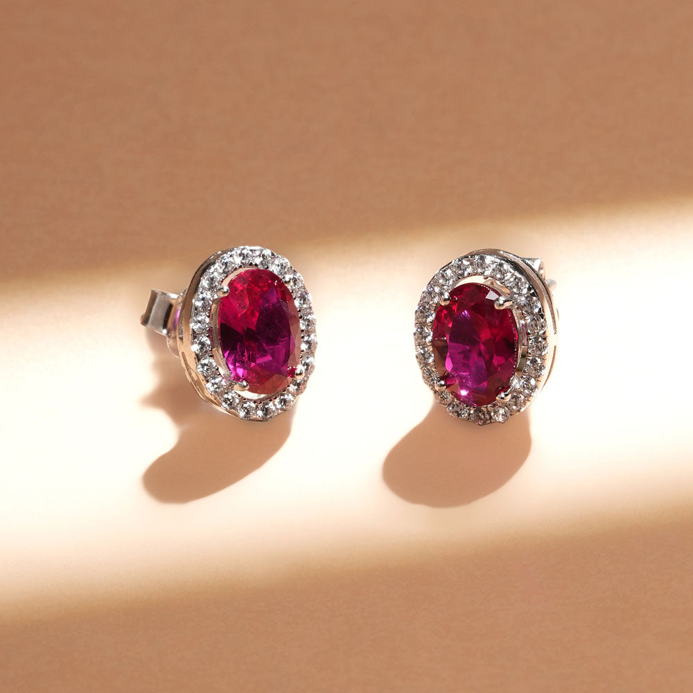 Timeless Synthetic Red Ruby Stud Earring