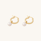 Small Pearl Hoop Earrings- 18k Gold Vermeil