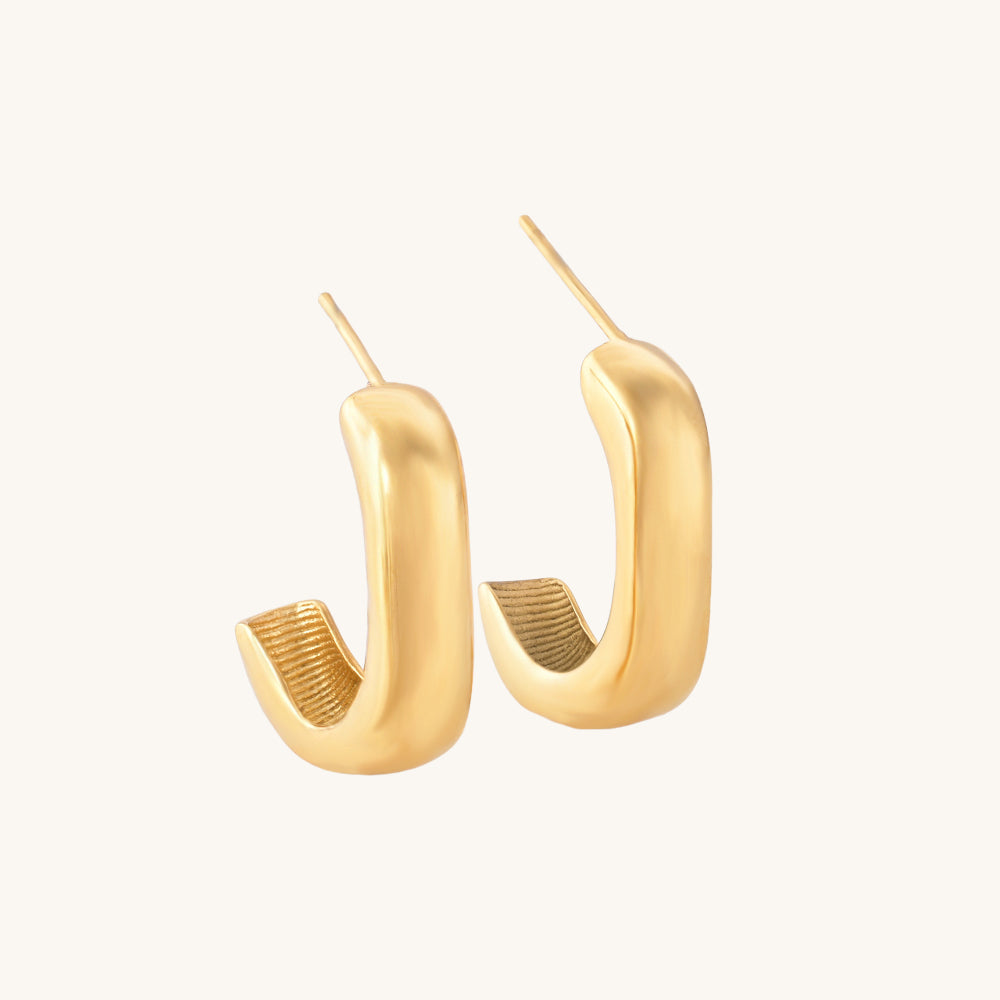 Small Half Square Hoop Earrings