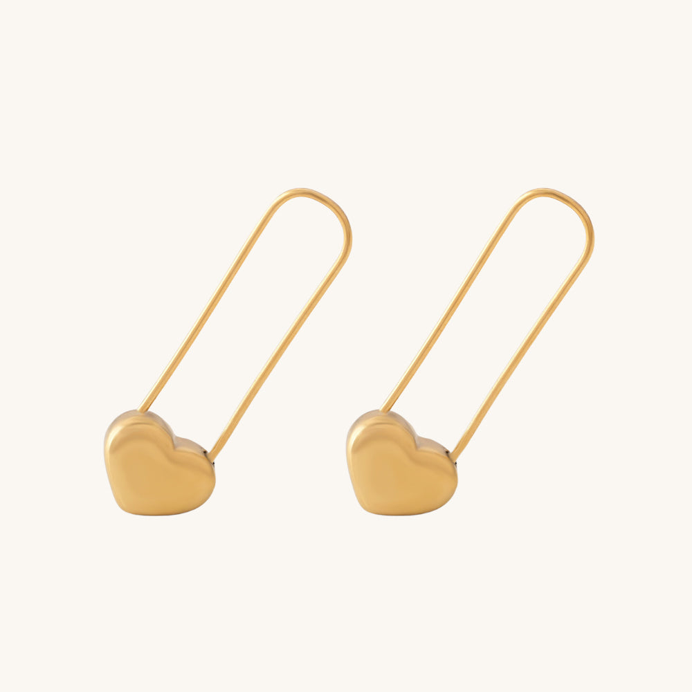 Safety Heart Hoop Earrings