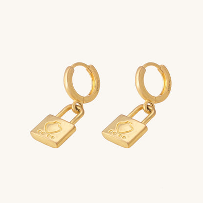 Engraved Lock Hoop Earrings