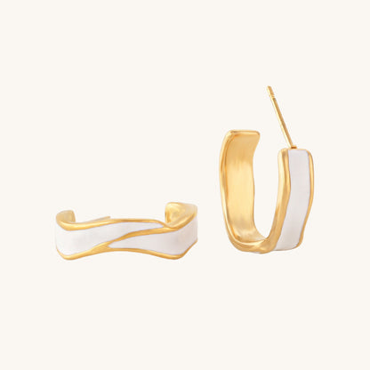 White Round Hoop Earrings
