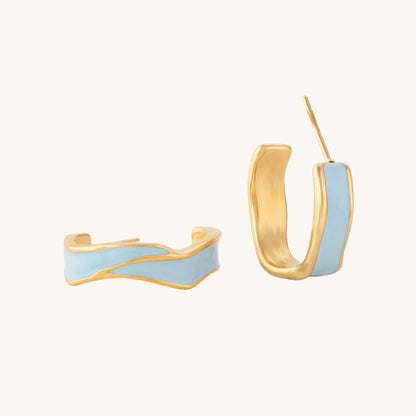Blue Round Hoop Earrings