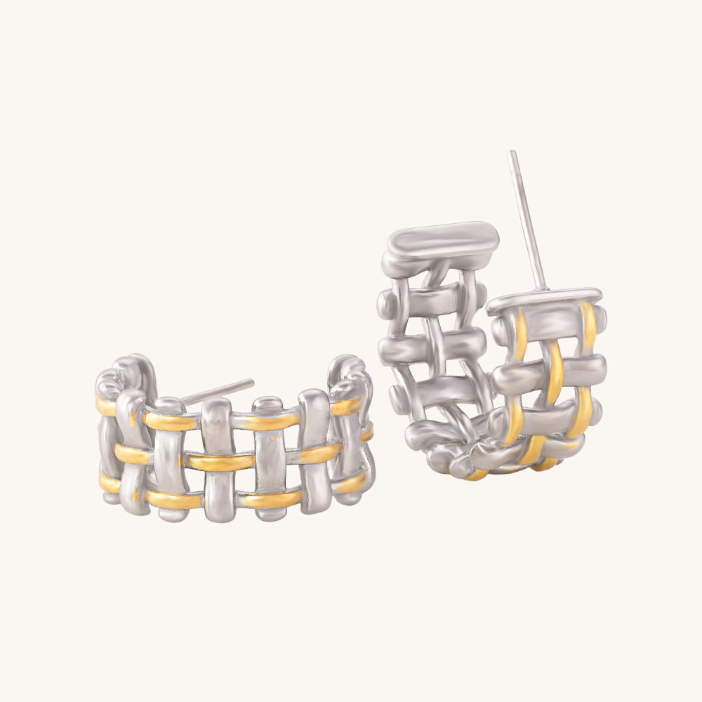 Dazzling Chain Hoop Earrings- 18k White Gold Plated