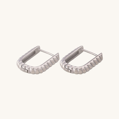 U Shape Hoop Earrings- 18k White Gold Plated